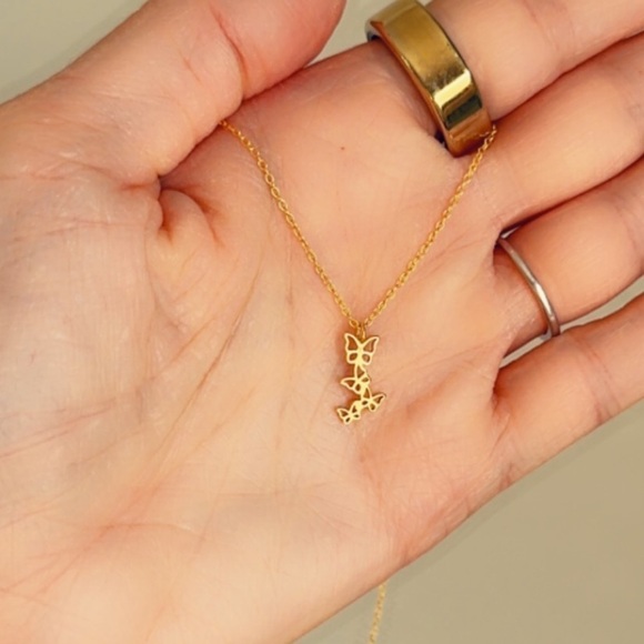 14k Gold Dainty Butterfly Necklace - Picture 6 of 9